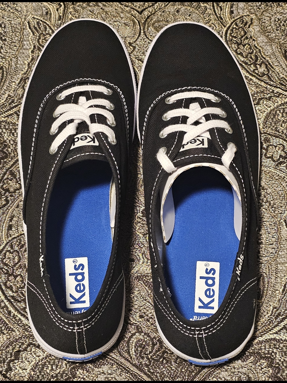 Keds Women's Black Canvas Sneakers with White Laces